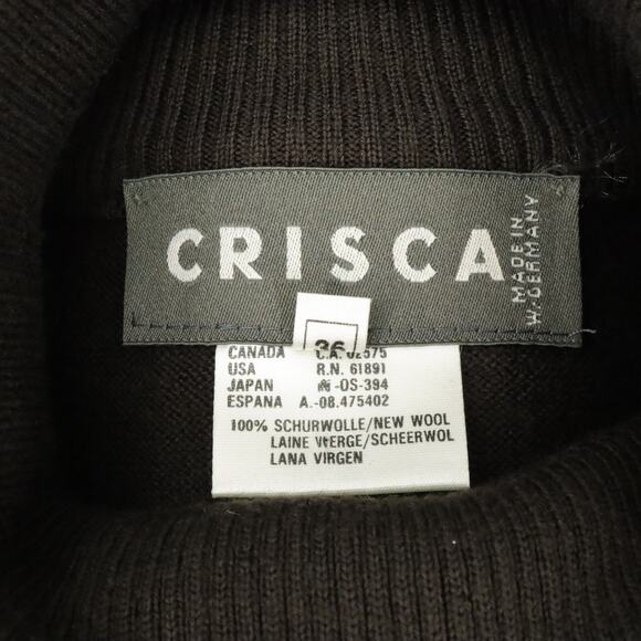 Crisca Sweater Womens 6 US 36 EU Brown Wool Embroidered Mock Neck Y2K Vintage - Picture 3 of 13